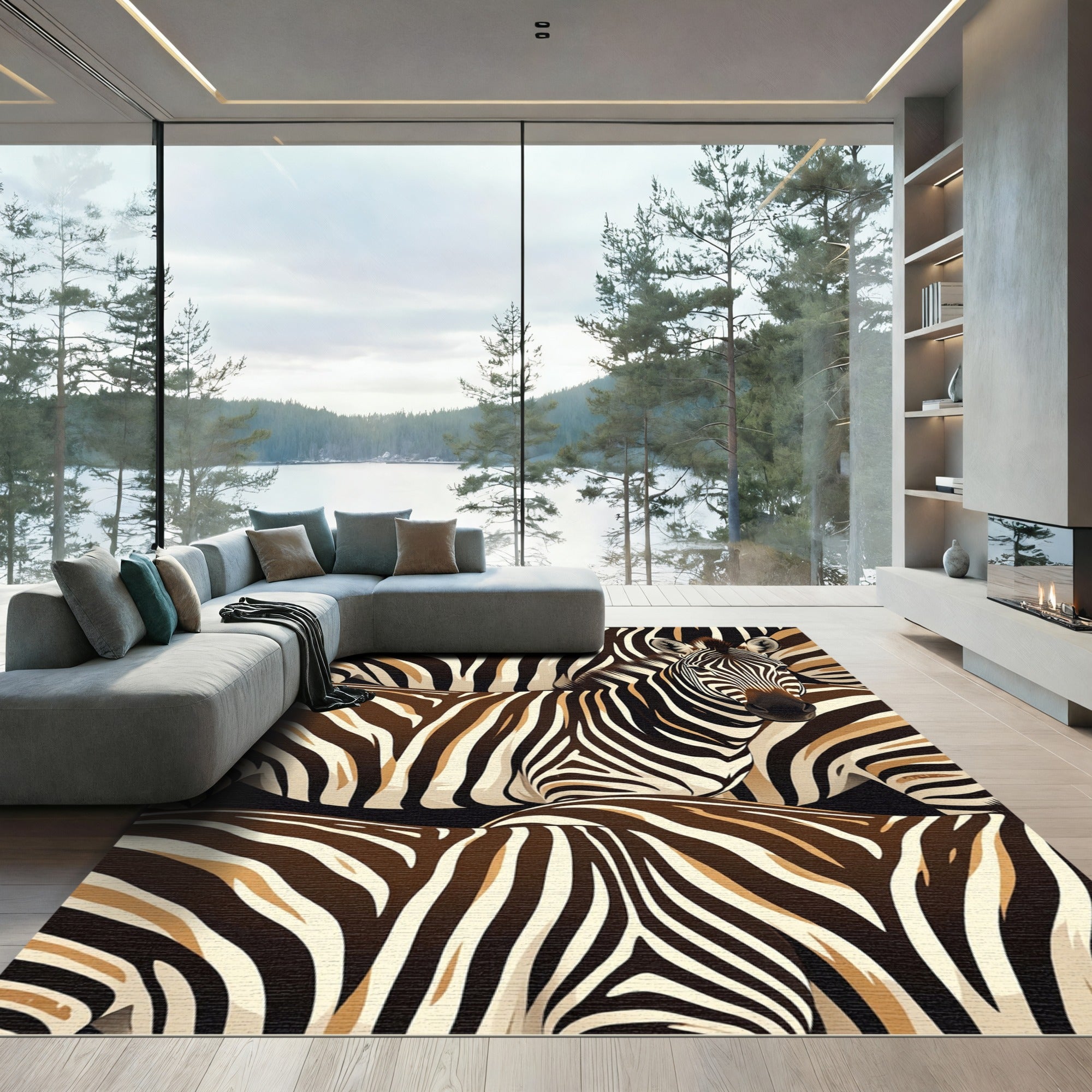 Bold Realistic Brown Zebra Stripe Rug