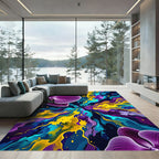 Vibrant Orchid Splash Abstract Swirl Rug