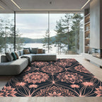 Salmon Mandala Geometric Dark Rug