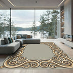 Ornate Gold Scrollwork Frame Rug