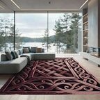 Ornate Woven Wood Interlace Square Rug