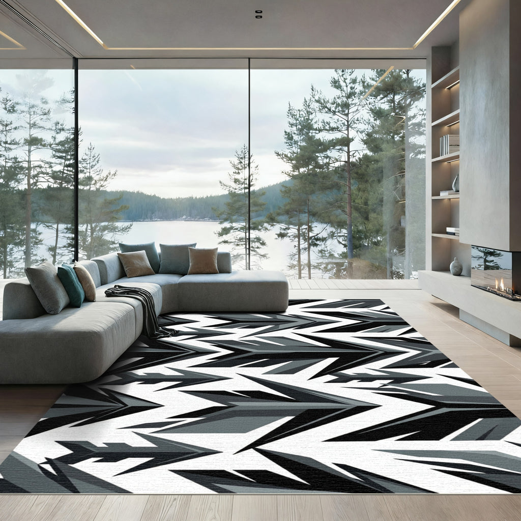 Sharp Monochromatic Geometric Arrow Composition Rug