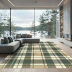 Sage Green and Khaki Plaid Tartan Rug