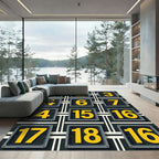Industrial Yellow Numbered Grid Graphic Rug