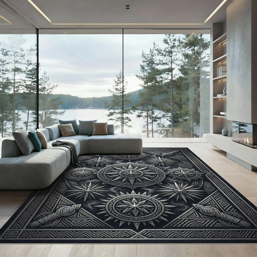 Gothic Compass Medallion Graphic Rug