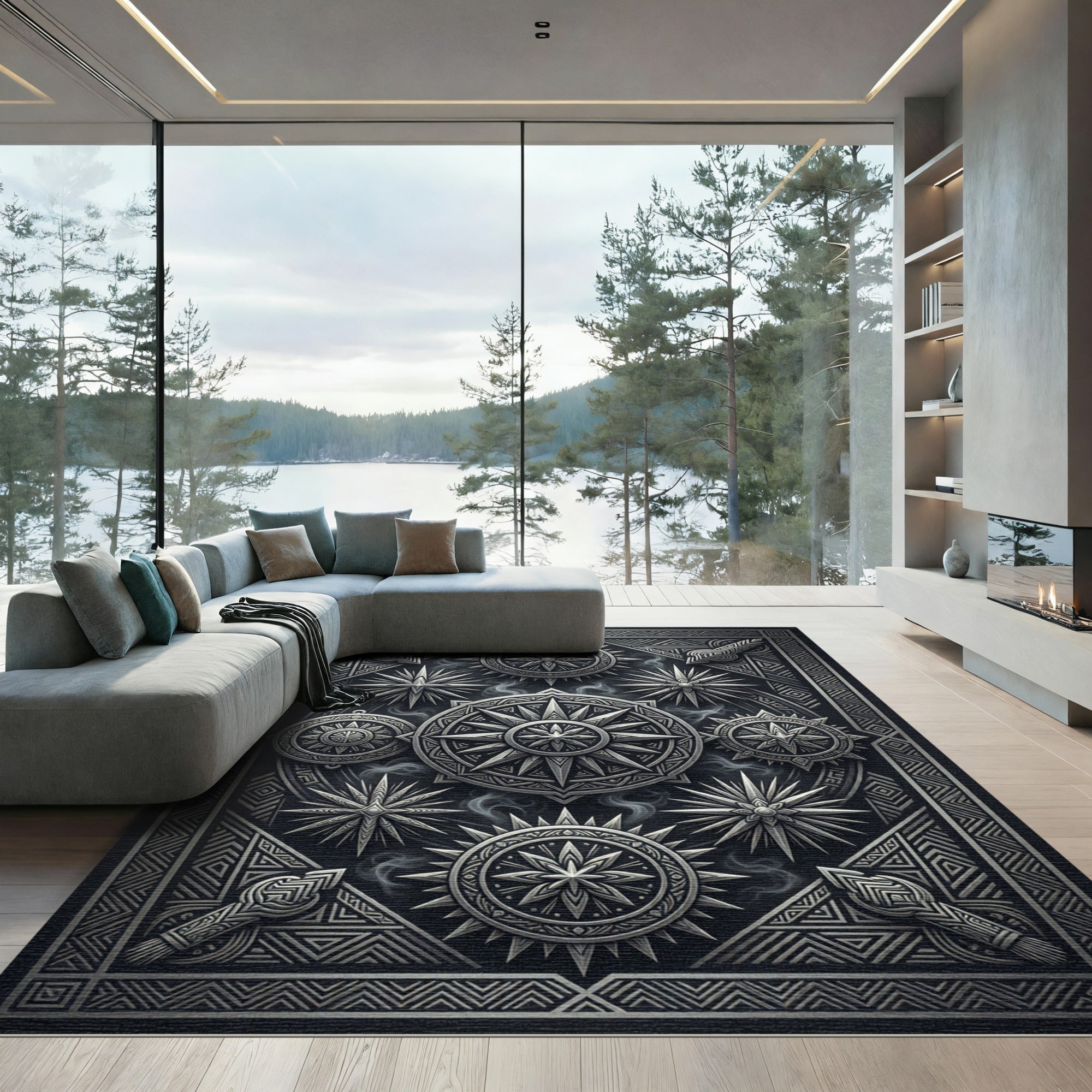 Gothic Compass Medallion Graphic Rug