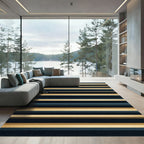 Classic Blue Gold Striped Harmony Rug