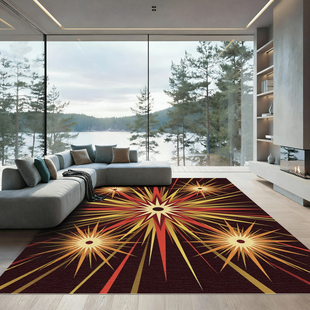 Radiant Sunburst Orange Yellow Explosion Rug