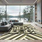 Monochromatic Geometric Striped House Rug