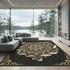 Ornate Golden Mandala Filigree Rug