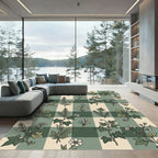 Green Ivy and Daisy Gingham Rug