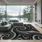 Monochromatic Swirling Abstract Waves Rug