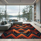 Orange Gray Chevron Staircase Illusion Rug