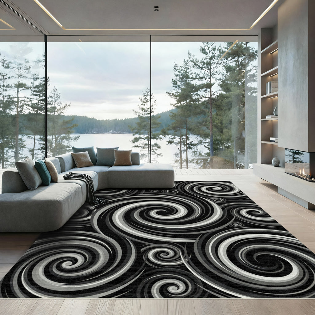 Monochromatic Swirling Galaxy Vortex Rug