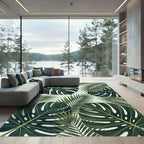 Lush Tropical Monstera Palm Green Rug