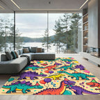 Whimsical Colorful Celebration Dinosaur Party Rug