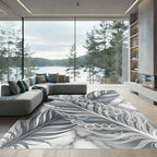 Lace Feather Marble Monochrome Art Rug