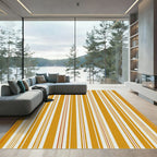 Golden Mustard and White Vertical Stripes Rug
