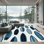 Minimalist Blue Surfboard Seamless Composition Rug