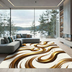 Liquid Gold Swirl Brushstroke Rug