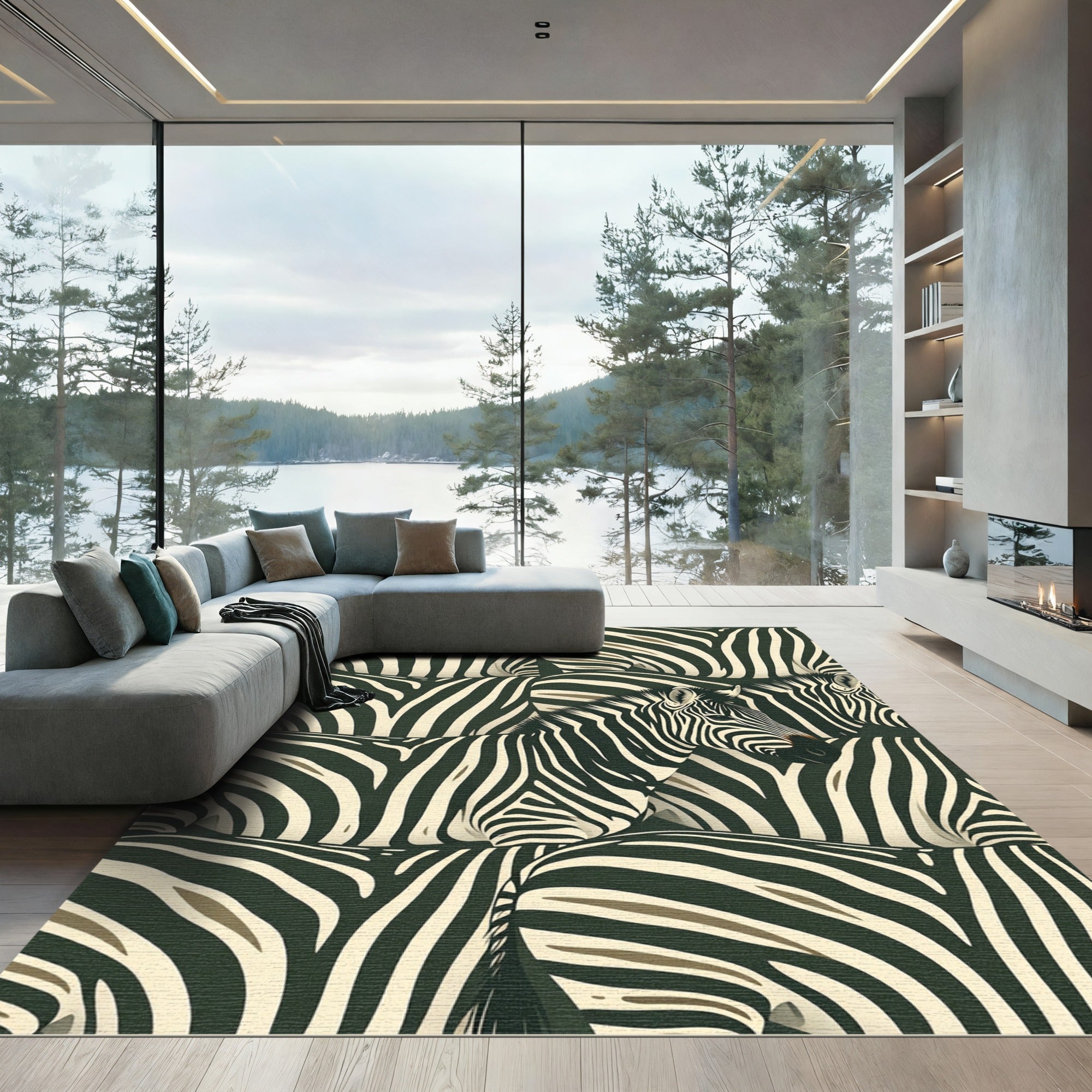 Bold Black White Zebra Stripe Herd Rug