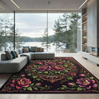 Ornate Victorian Rose Floral Medallion Rug