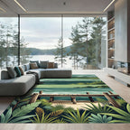 Tropical Dock Waves Lush Foliage Rug