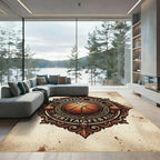 Vintage Baroque Basketball Emblem Round Medallion Rug