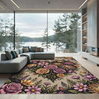 Vintage Floral Heart Bouquet Artwork Rug