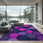 Modern Purple Geometric Hexagon Art Rug