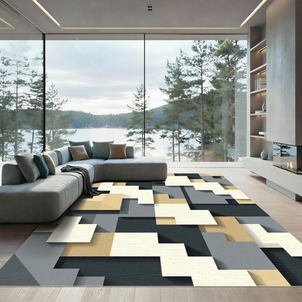 Geometric Shadow Play Cubes Rug