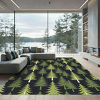 Forest Green Evergreen Pine Tree Landscape Rug