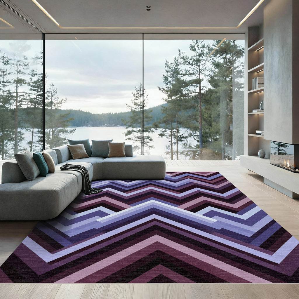 Purple Slate Chevron Layered Rug