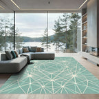 Sage Green Geometric Linear Lattice Rug