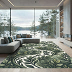 Lush Verdant Botanical Leaf Flow Rug