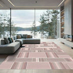 Geometric Rose Gold Stripe Patchwork Rug