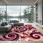 Crimson Swirl Berry Abstract Rug