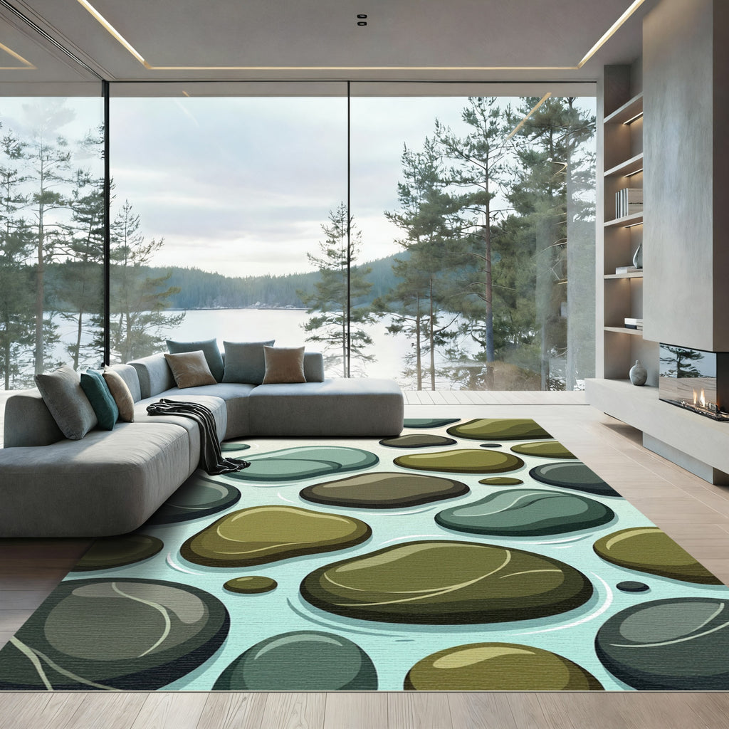 Earthy Smooth River Stones Rug