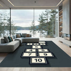 Modern Monochrome Geometric Hopscotch Grid Rug