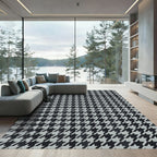 Classic Houndstooth Black Gray Rug