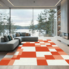 Crimson White Geometric Block Rug
