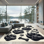 Black Claw Paw and Bone Graphic Rug