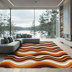 Retro Earth Tone Wavy Striped Rug
