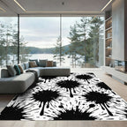 Ink Splatter Black White Abstract Rug