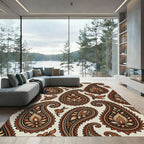 Warm Earthy Tone Paisley Floral Rug