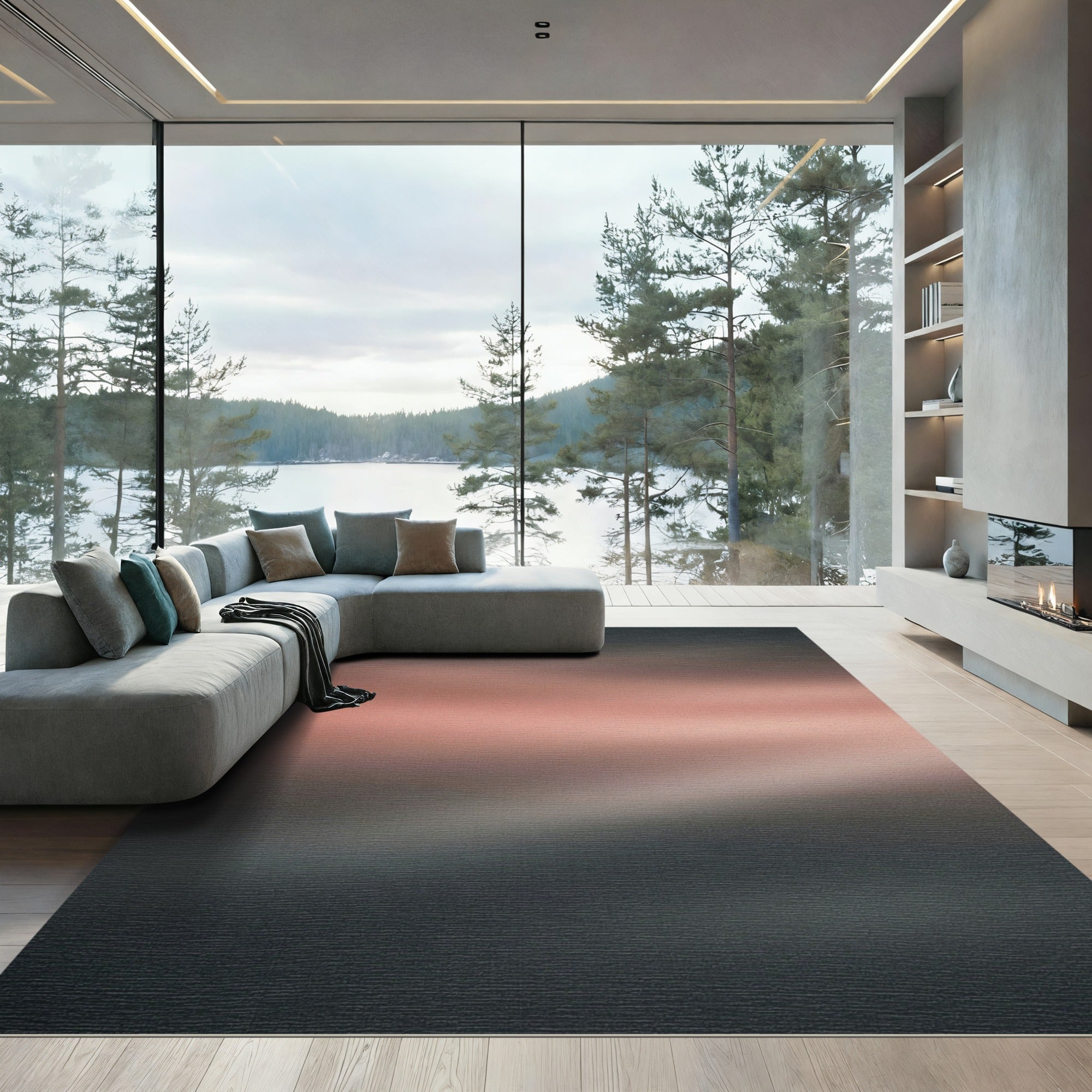 Soft Pink Dusk Horizontal Gradient Rug