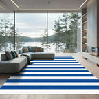 Bold Blue White Stripe Accent Rug