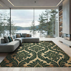 Vintage Green Acanthus Scroll Rug