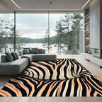 Coral Black Zebra Stripes Rug