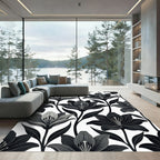 Monochromatic Lily Botanical Composition Rug
